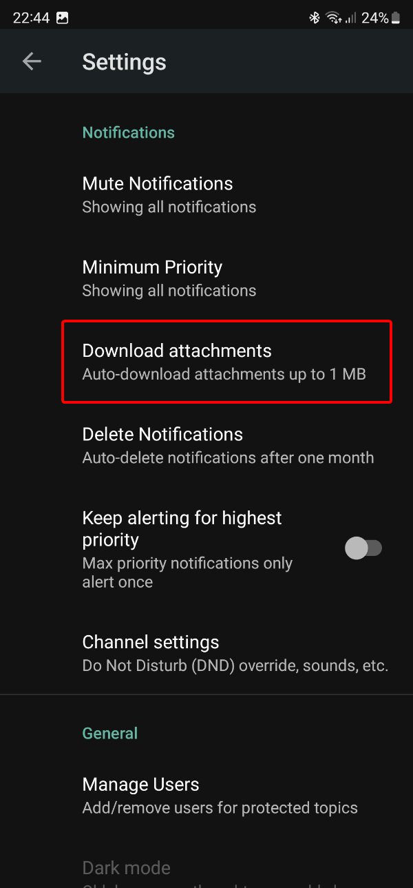 Android Notifier Settings File Highlight