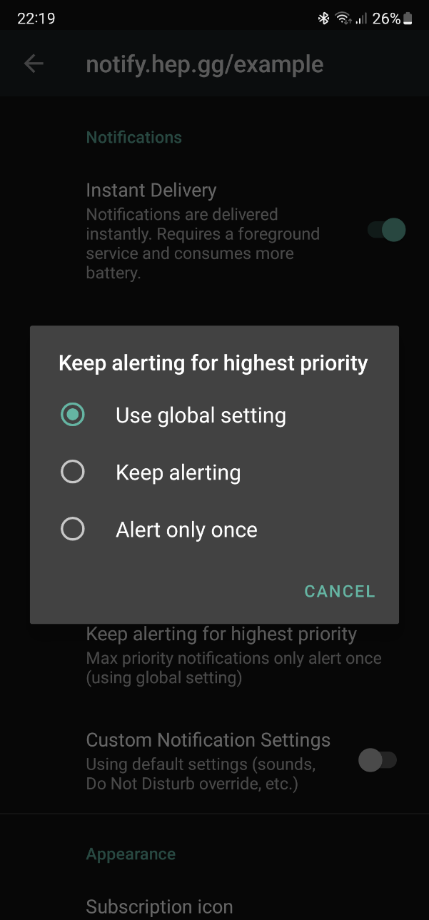 Android Notifier Keep Alerting Menu