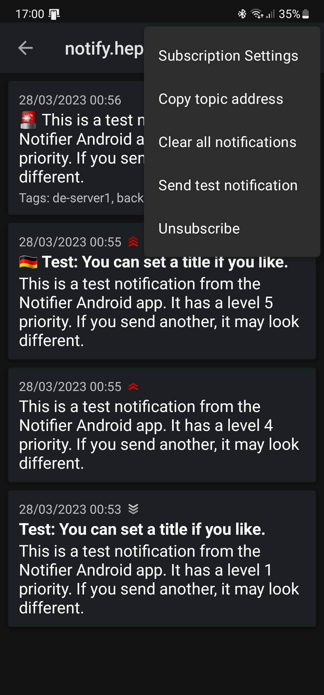 Android Notifier Sandwich Menu