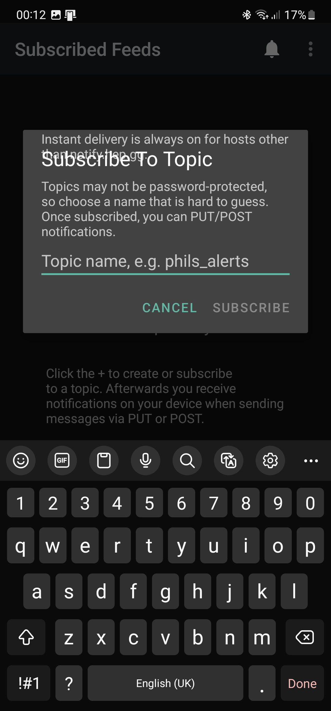 Android Notifier Add Dialog